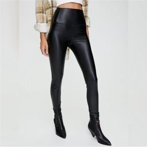 High-Rise Black Faux Leather Leggings